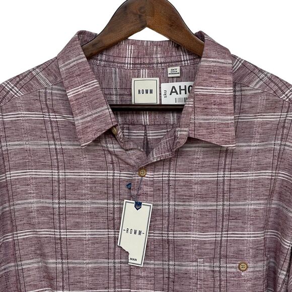 Rowm Dress Shirt Men Size 3XT Tall Pink Striped Button Up Collared Long Sleeve - Picture 3 of 14